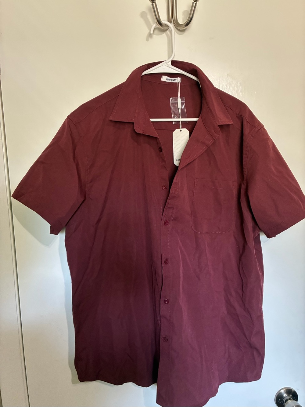Unbranded Men's Short-Sleeve Button-Down Shirt - Burgundy